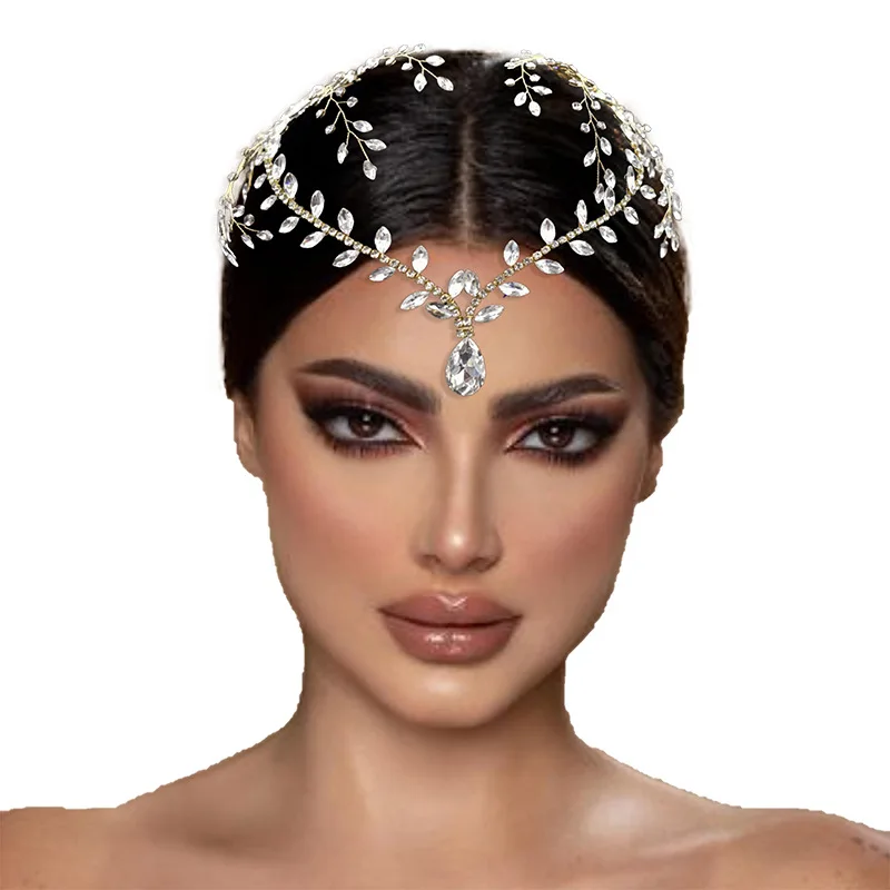 Bride wedding bridal forehead headband fashion rhinestone hairband crystal frontlet jewelry