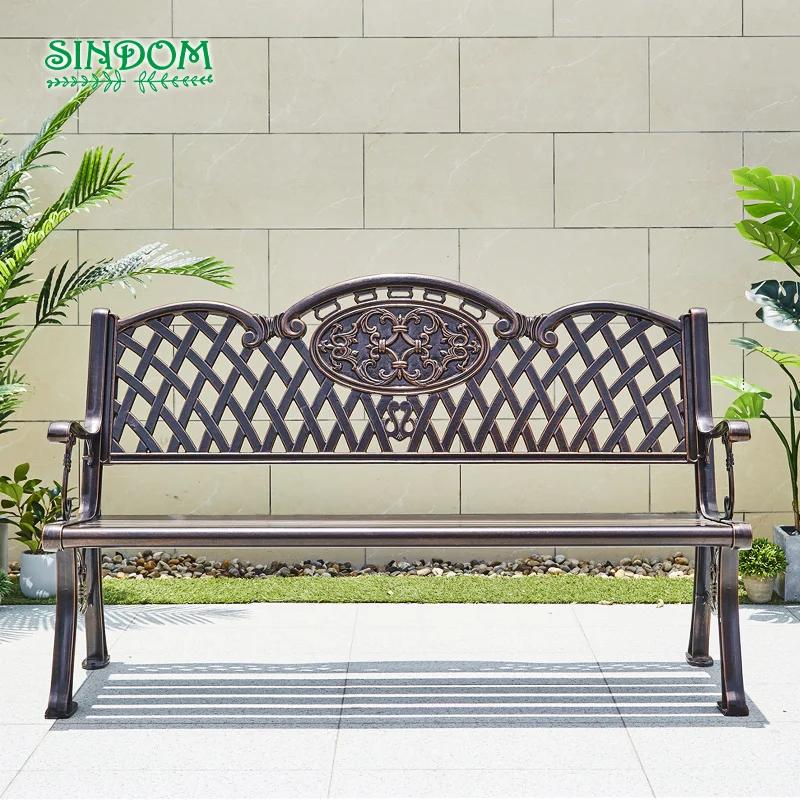 Custom Urban Furniture Garden Outdoor Street Metal Aluminium Chair Decorative Park Long Bench