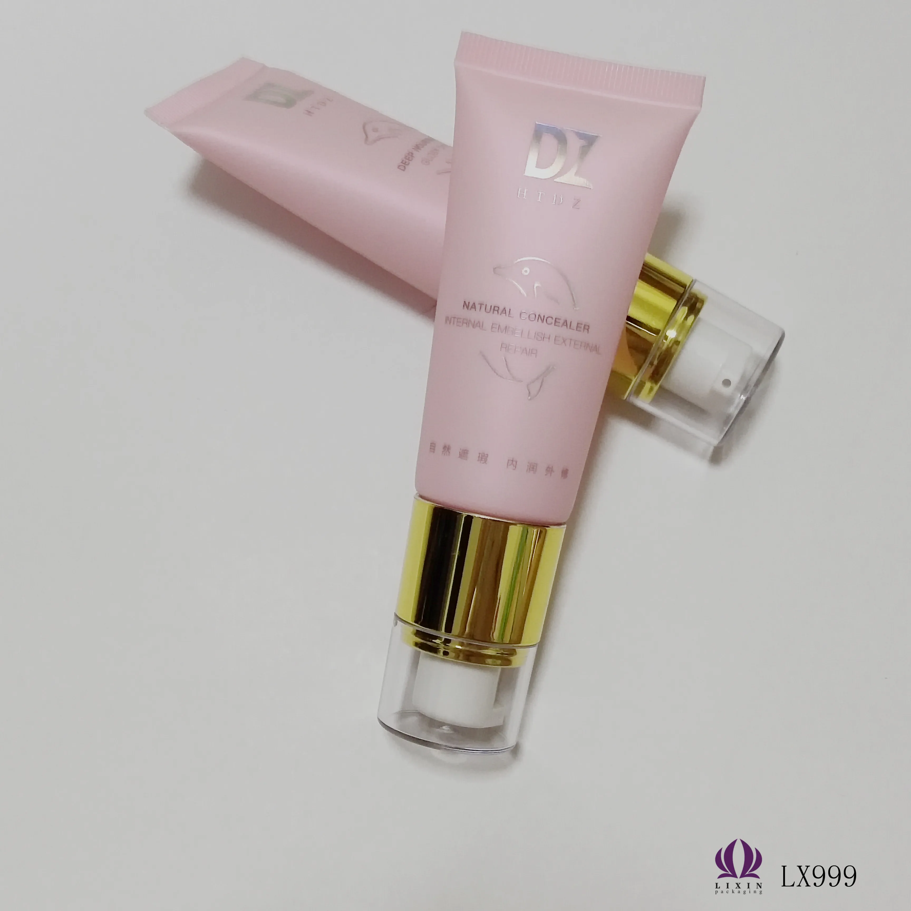 Soft Fibrous Brush Cosmetic Tube With Brush Applicator, Face Clear Plastic Tube Packaging