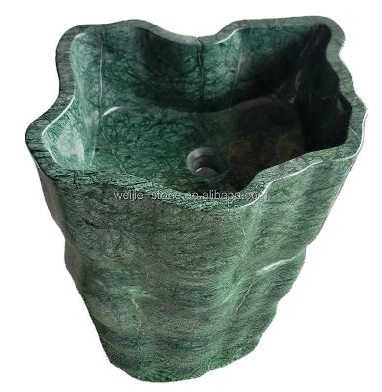 New Product Natural Marble Wash Basin Bathroom Art Sinks Flower Design Marble Pedestal Sink