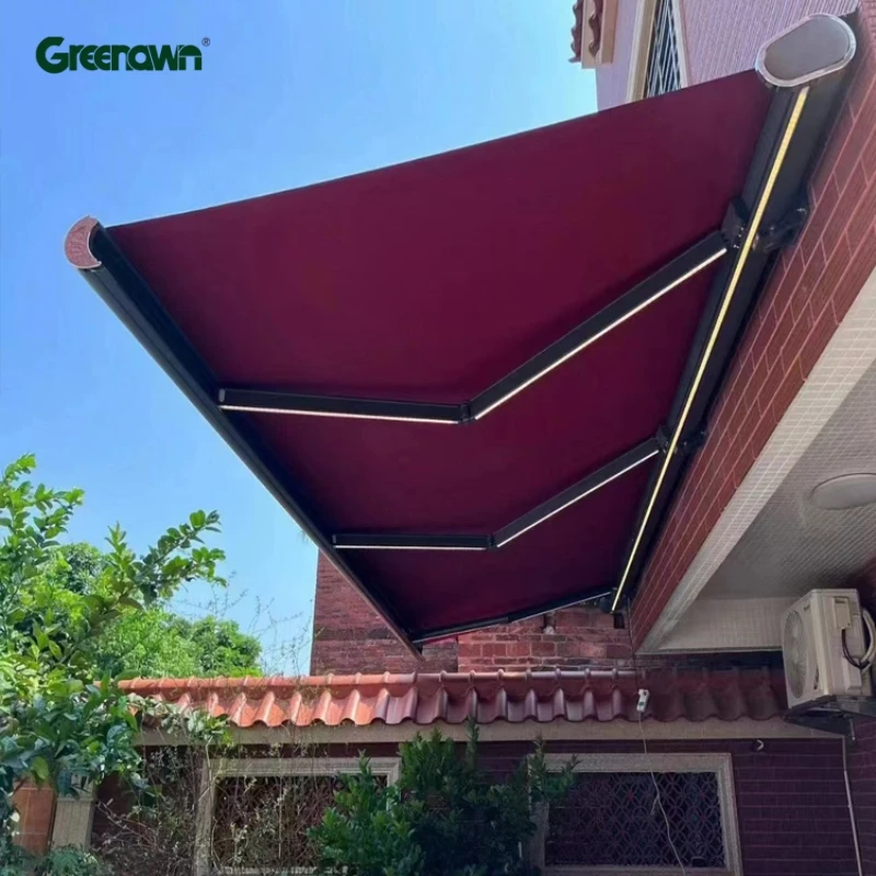 Aluminum terrace sunshade foldable arm full cassette awning automatic balcony retractable awnings tent roof