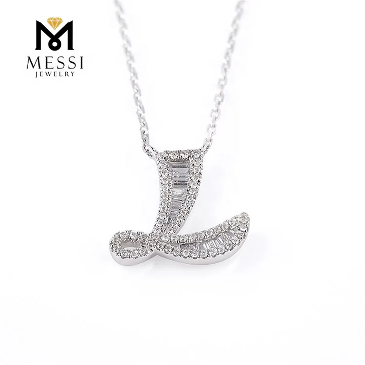 Messi Jewelry Name Personalised Letter L Necklaces 18k Gold Natural Diamond Necklace