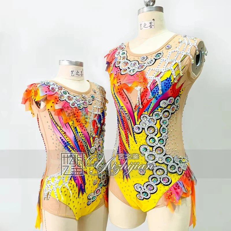 YIZHIJIAN  Hot-Sale Rhythmic Gymnastics Leotard Competitive Dance Fabric Dress Latin for Girl Ballet Spandex Leotards