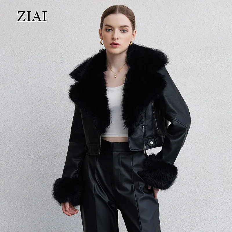 Bomber Jacket Aviator Real Shearling bomber Sheepskin Leather Jacket winter clothes for women