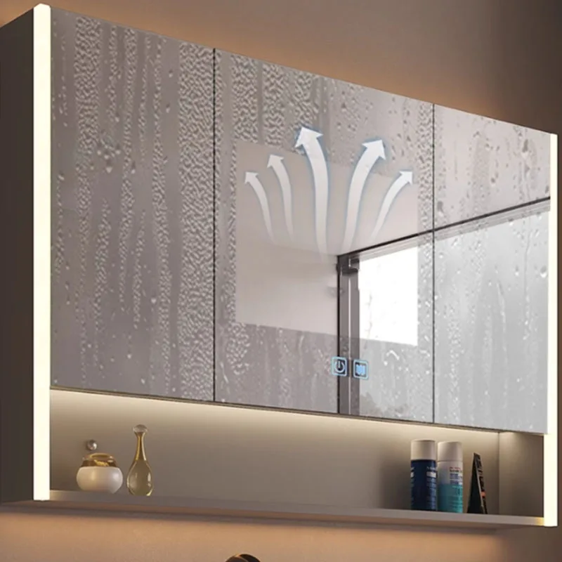 Modern Wall Mounted Smart Mirror Cabinet Manufacturer Touch Screen Led Lighted Salon Makeup Medicine Cabinets for Bathroom