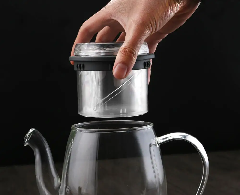Fashion twist-off lid design hand-blown  borosilicate glass tea pot coffee pot