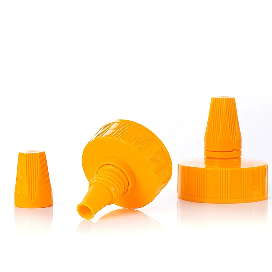 PP 45mm 55mm twist top cap screw cap plastic point mouth cap with long nozzle for honey sauce