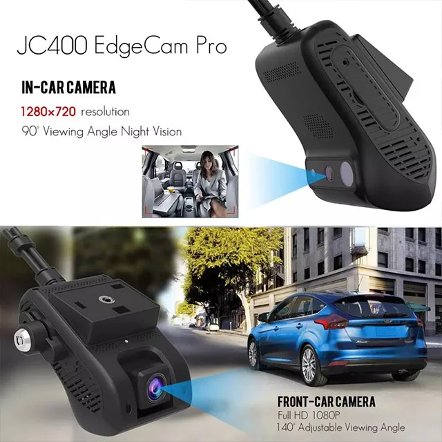 Jimi iot JC400P AI AiVision edegcam 4G DVR wifi hotspot dual lens front and inward cam 2 channel car camera dashcam GPS dvr car