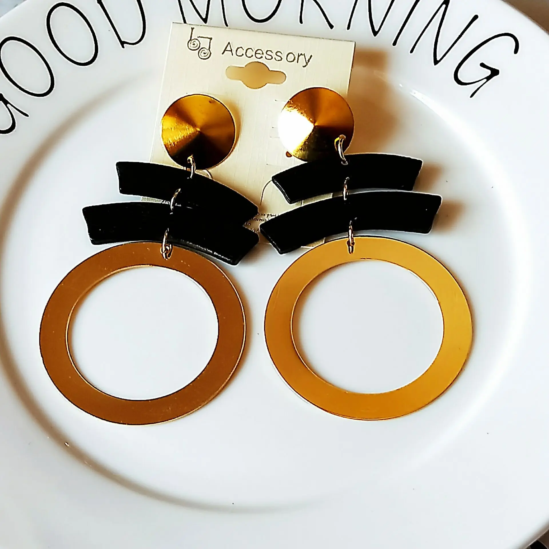 African Geometric Wooden Drop Earring Long Hollow Round Handing  For Womens Jewelry Accessories Earring