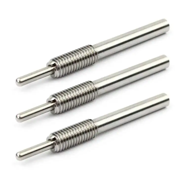 Custom stainless steel press fit ball nose spring plunger plain finishing long nose spring plunger for automation equipment