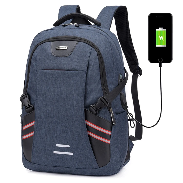 Настроить колледж школьников ноутбук back pack сумка Синий нейлон usb ноутбук рюкзак для экспорта обувь девочек и мальчиков с зарядка через USB