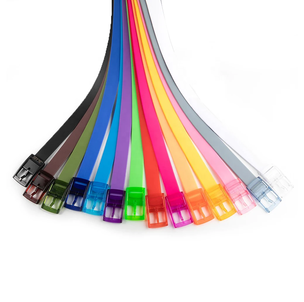 Экологичный ремень из ТПЭ и ТПР Цветной силиконовый поясной унисекс с пластиковой пряжкой для мужчин женщин