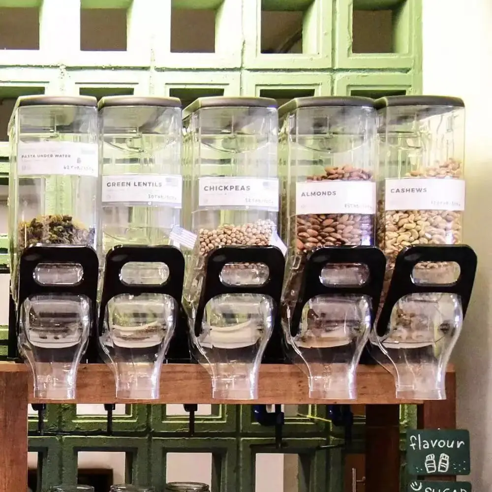 
Zero Waste Shopping Supermarket Gondola Store Eco-friendly Plastic Bulk Dispenser Gravity Dispenser 