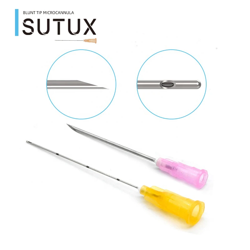 Sutux Disposable Stainless Steel 18g 21g 22g 23G 25g 27g Types of Cannula and Sizes
