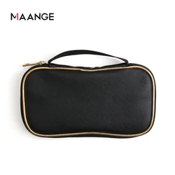 MAANGE Stand Up Makeup Brush travel  Organizer Storage Holder Handbag  Bags Zipper Waterproof  Black Nylon Makeup Cosmetic Bag