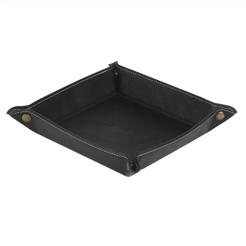 Leather Jewelry Tray Basket Storage Organizer Tableware Dice Keys Packaging Trays for Office Car