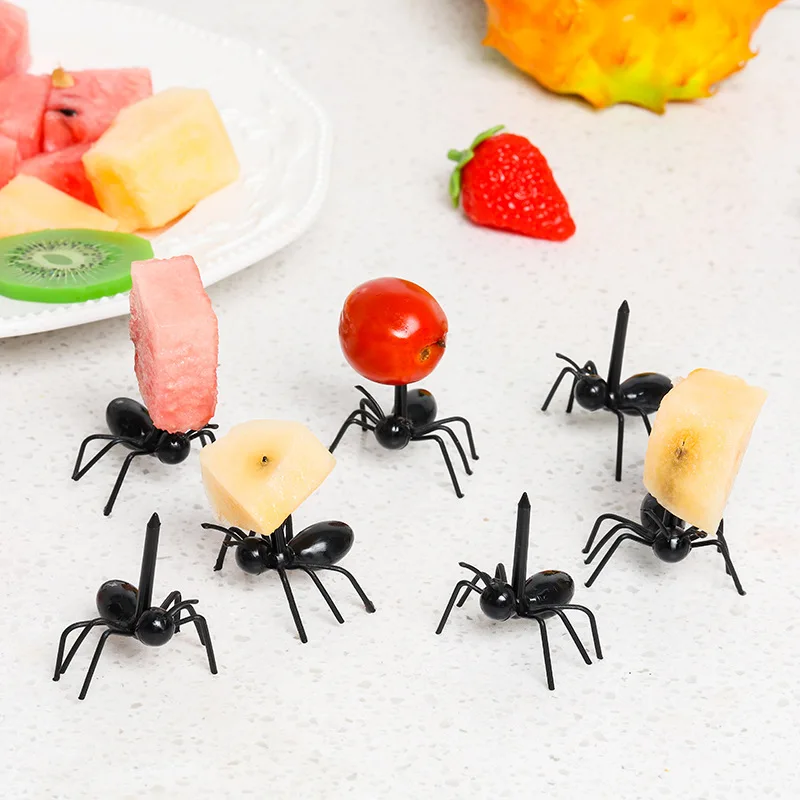 12PCS Ant Food Pick Fruit Dessert Fork Reusable Ant Toothpicks for Snack Cake Dessert Mini Cute Animal Bento Sticks Fruit Sticks