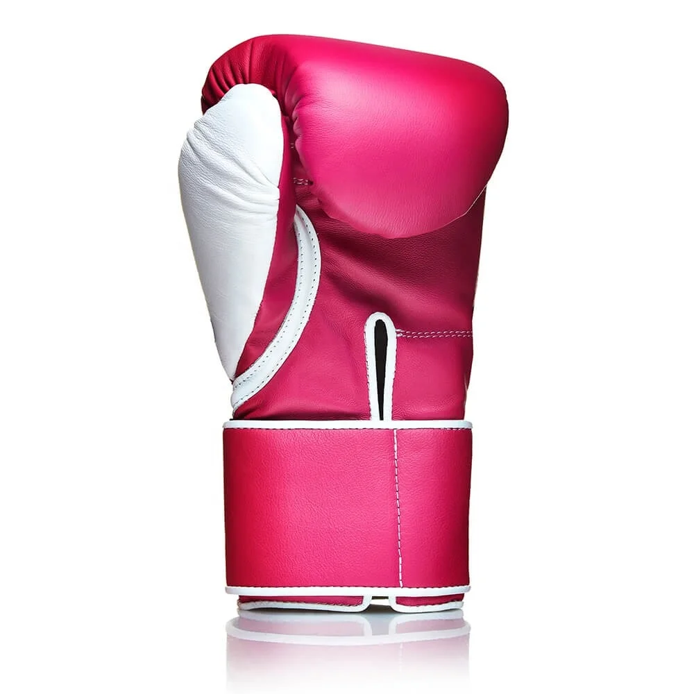 Customized Cow Hide Leather Cheap Pink Ladies Boxing Gloves