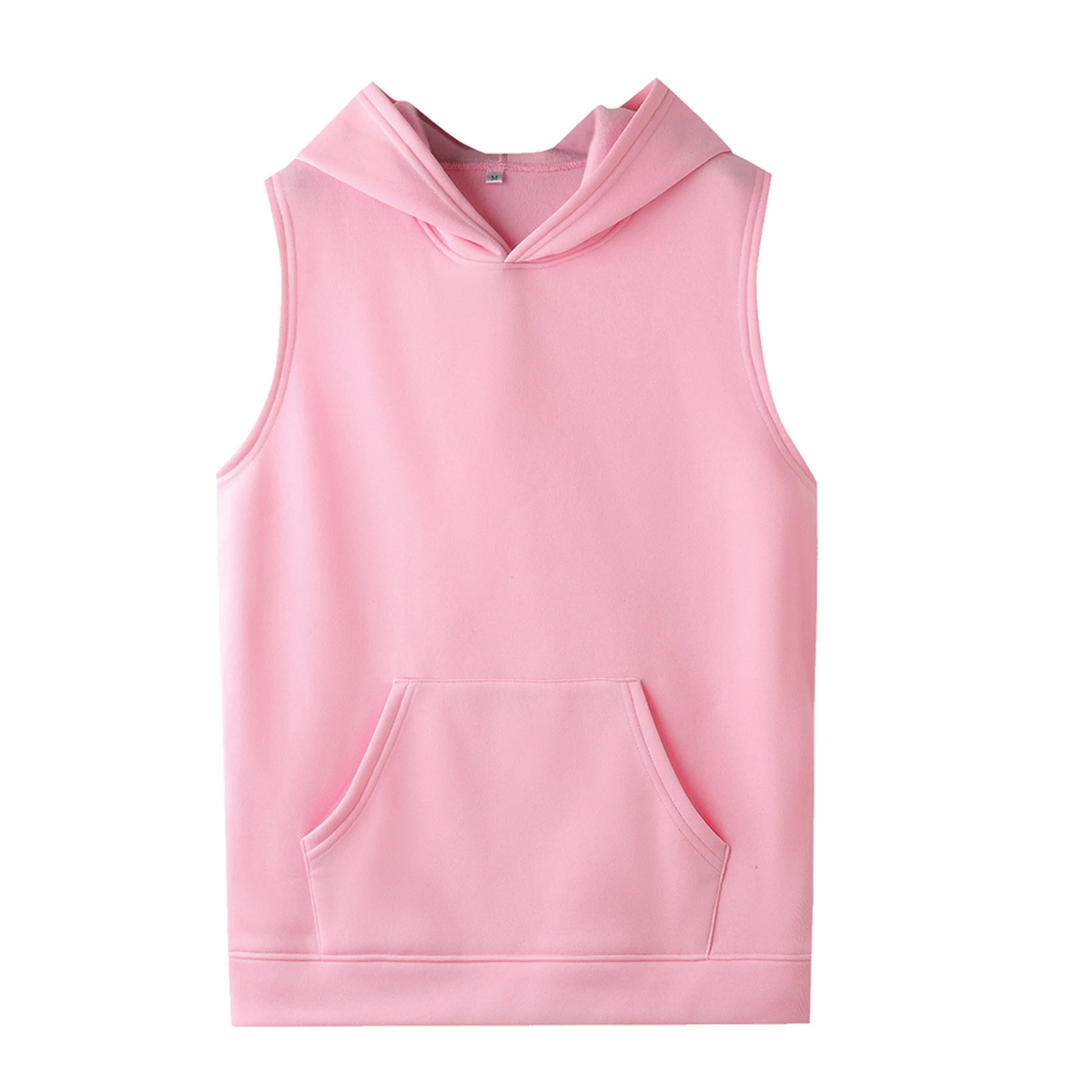 
Factory Wholesale Hot Sports Terry Fleece Sleeveless String Hoodie Pockets Sweat Shirt Tank Tops 