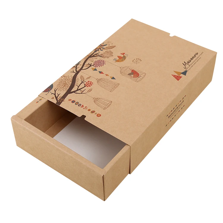 Custom High Quality Printed Kraft Paper Cardboard Packaging Wallet Drawer Box