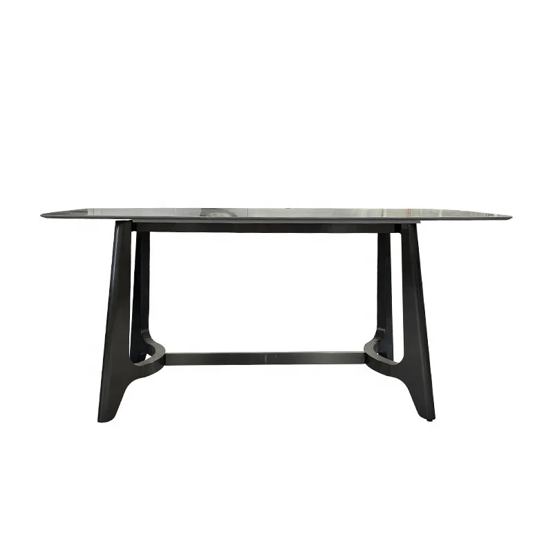 Factory Wholesale Contemporary Black Marble Tables and Chairs Gold Stainless Steel Leg Dining Table Frame Dining Room Furniture (1600800659825)