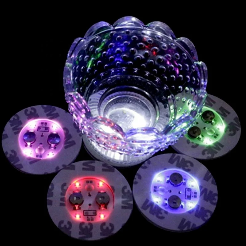 Christmas Gifts Custom Logo LED Luminous Coaster Bar High Quality Cheap Price Led Light Coasters