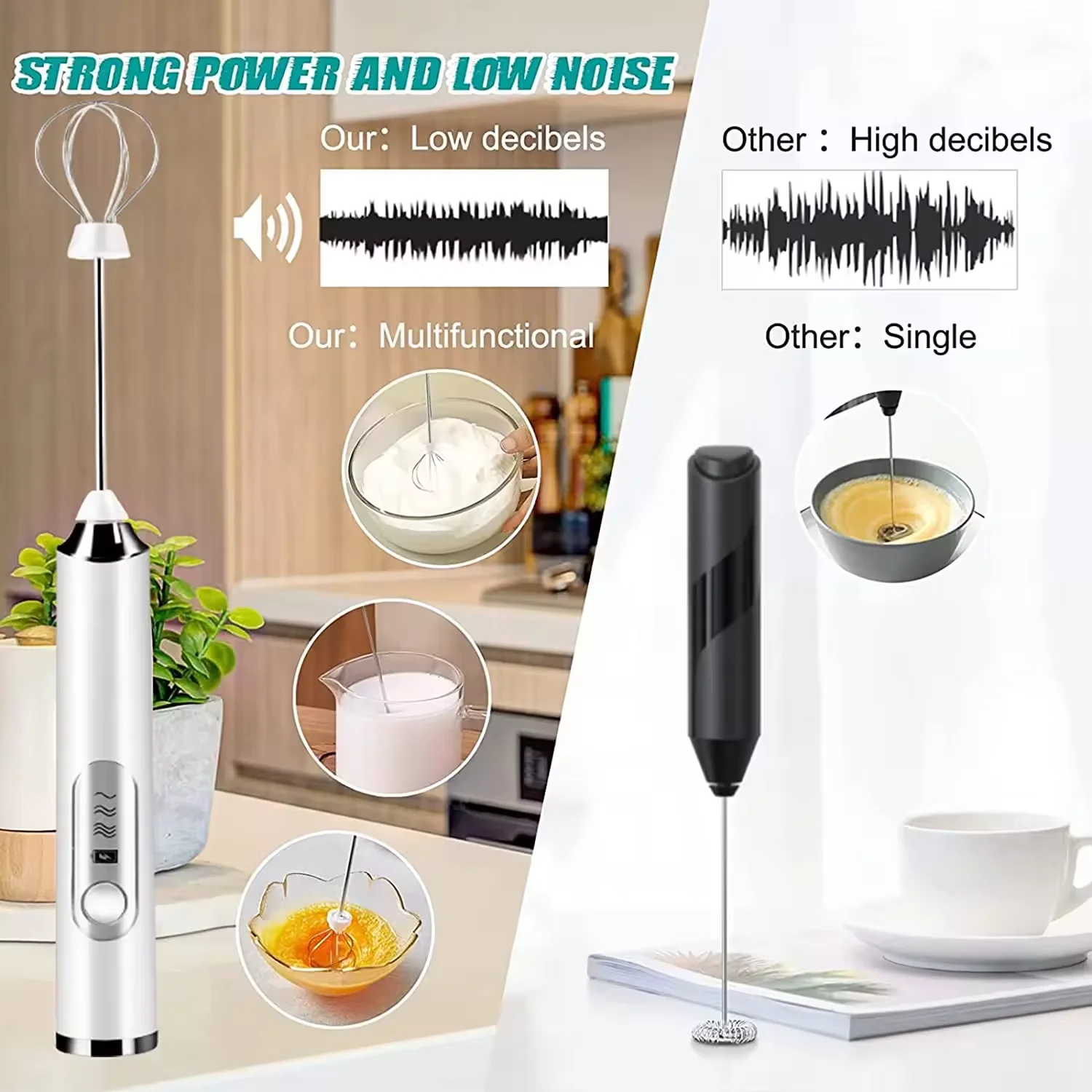 Custom Handheld coffee frother Mini milk frother custom logo Stainless Steel coffee whisk electric Blender