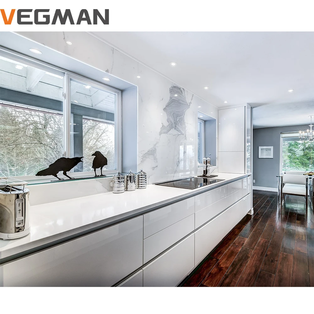 kitchen units gloss set modern designs smart waterproof handless mdf kitchen cabinet