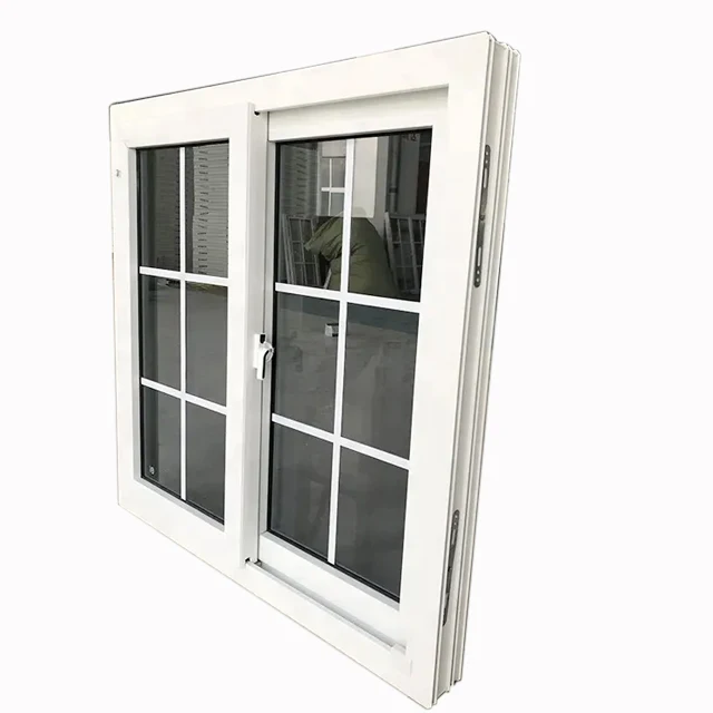 with grill mosquito mesh PVC Double pane sliding glass windows UPVC vinyl sliding window