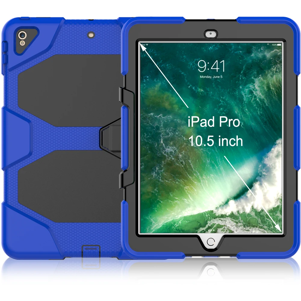 For iPad air 3 10.5 inch kids tablet rubber case with kickstand and screen protector