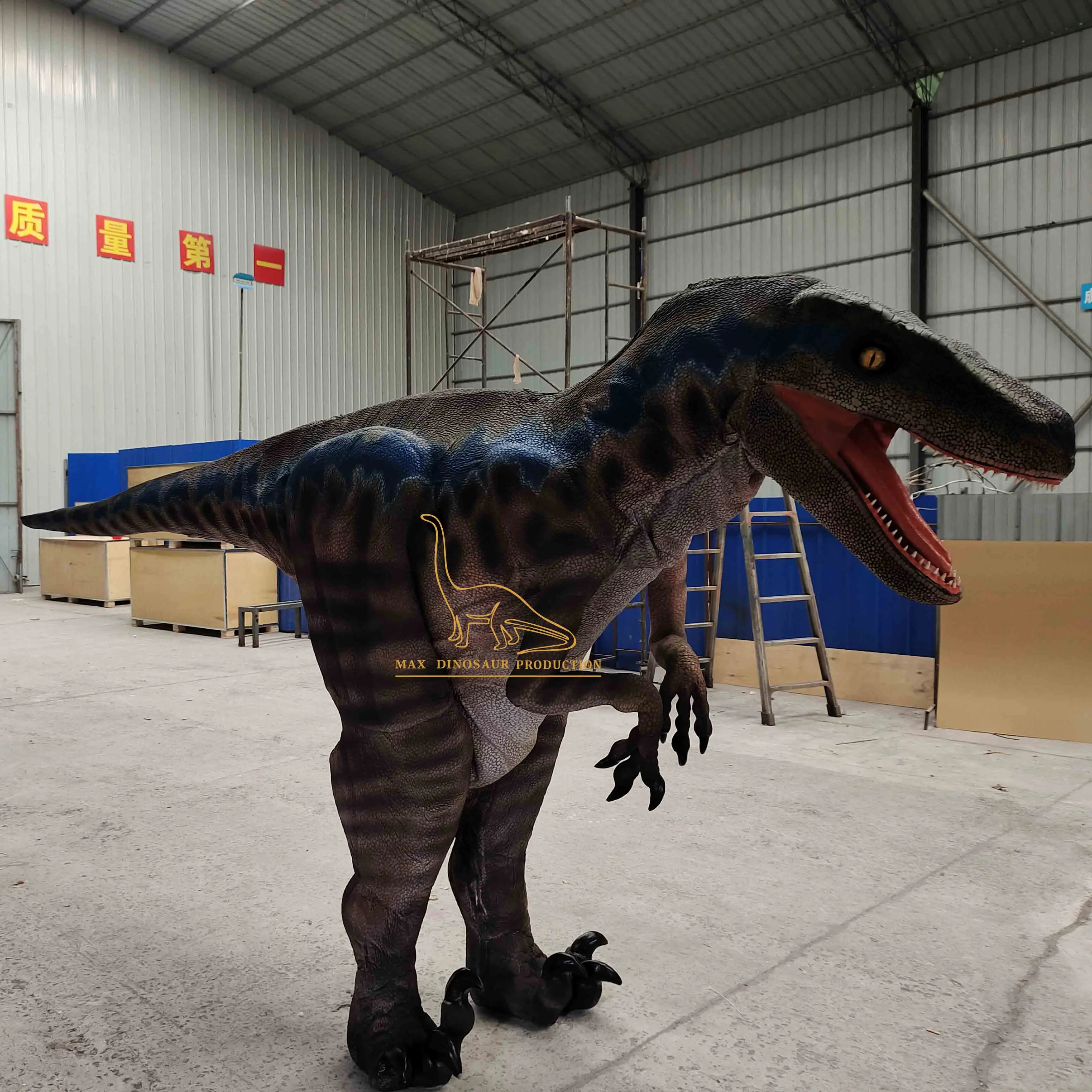 Jurassic Amusement Park Velociraptor Costume Lifelike Black Raptor Costume