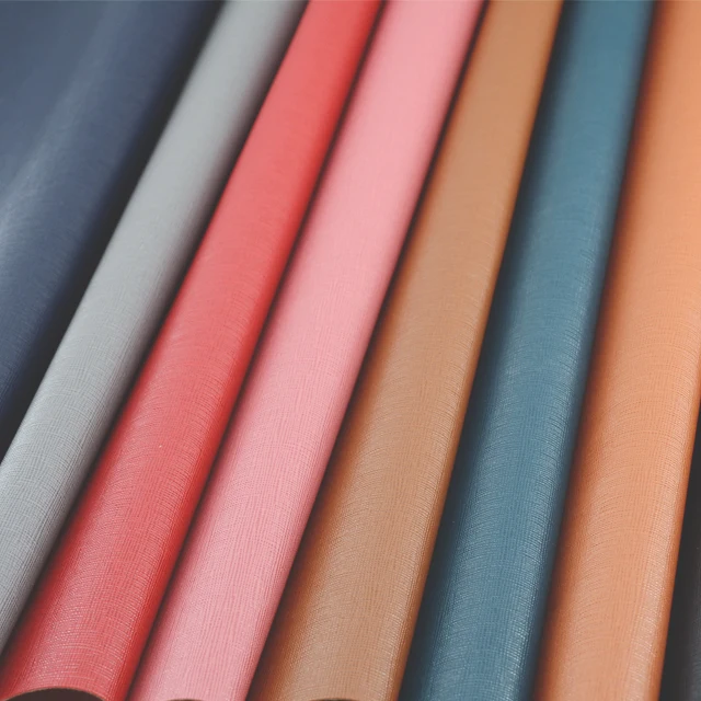 Wholesale Pvc Cross Pattern Double Colors Synthetic Leather for bags