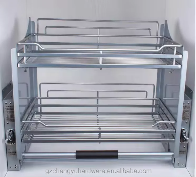 CY-229 Kitchen Cabinet Pull Out Baskets kitchen Cabinet Basket Double Layer Kitchen Pull-Out Bown Basket Hardware Furniture