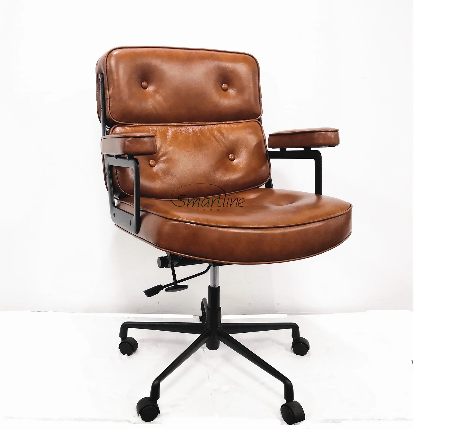 High quality lobby style management chair Black matted 104 style chair Dark Tan leather Executive chair