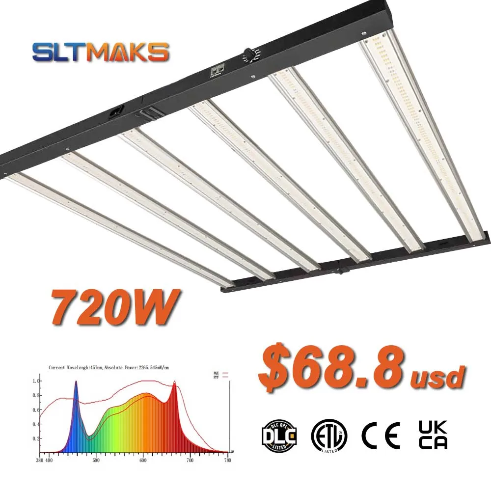 SLTMAKS 720W LED UNBEATABLE Folding Dimmable 6Bar Samsung 720W Led Plant Grow Light Full Spectrum for Indoor Plant Growth