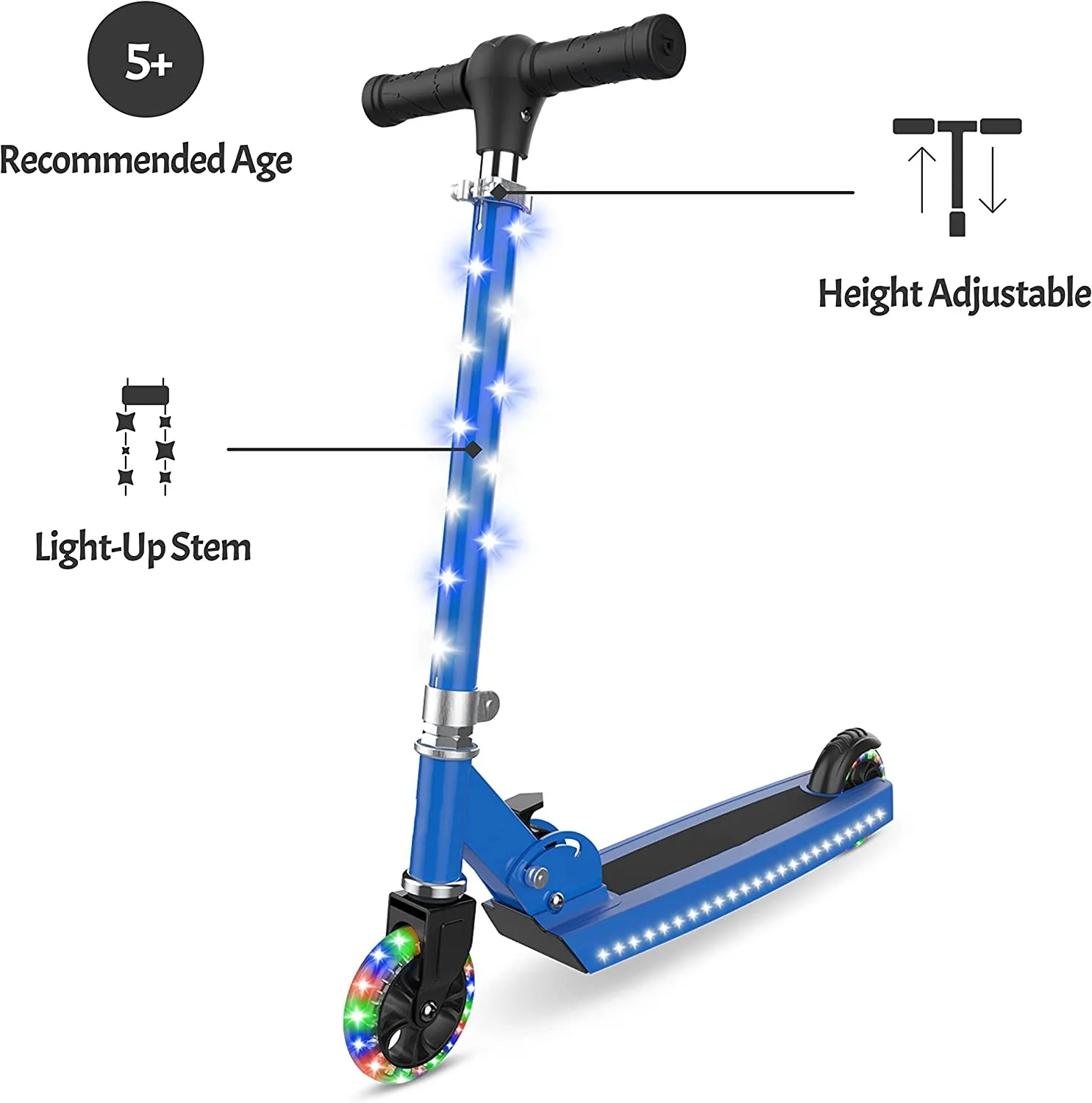 Two  Pu Wheel Kids Kick Scooter With Music And Lights/kick Scooter For 2-8 Years Old Children