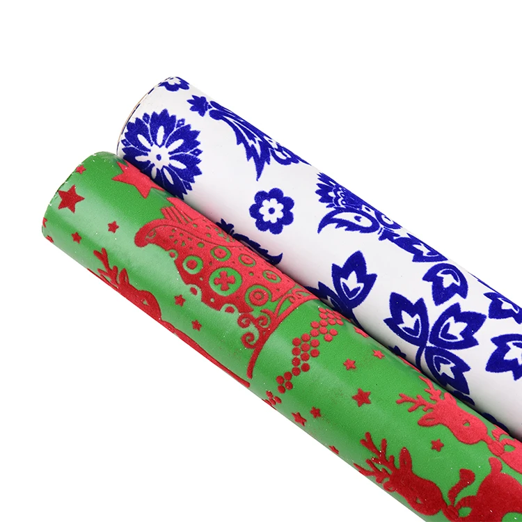 
Korea Diy Handmade Gift Packaging Floral Pattern Flocking Gift Wrapping Paper 