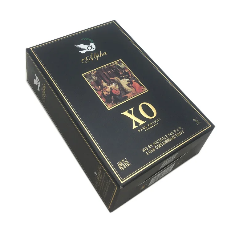 luxury design XO wine packaging paper boxes customized own logo whisky perfume bottle  packaging boxes with automatic bottom