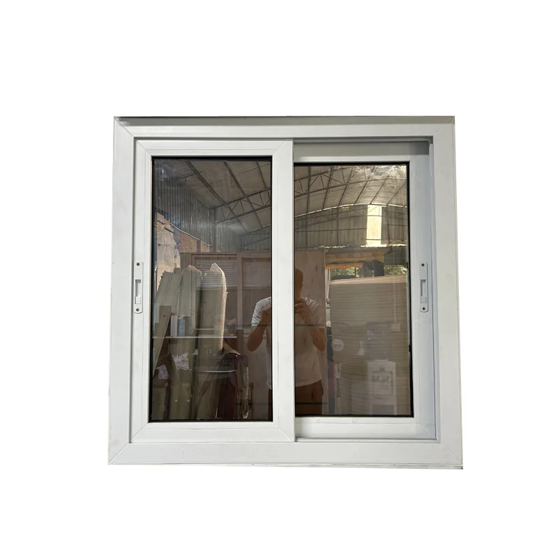 Customized Pvc Profile Sliding Glass Window Tempered Glass With Screen Hurricane Impact Proof Sound Proof Sliding Window