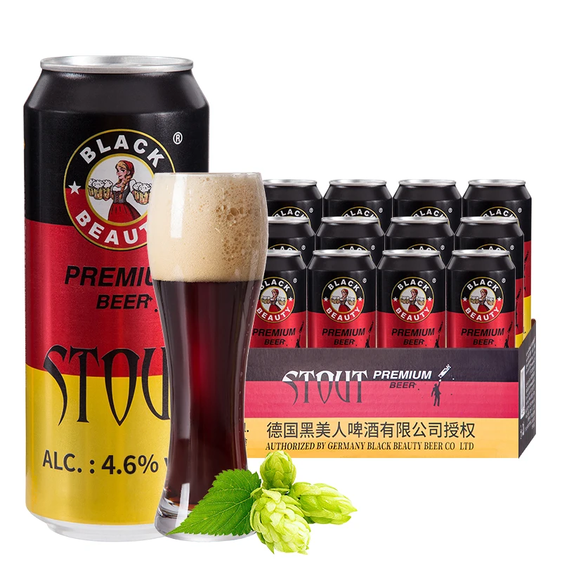 Wholesale High Discount Alcoholic Beverage Craft Dark Malt Beer Extra Strong German Stout Black Beer in Cans