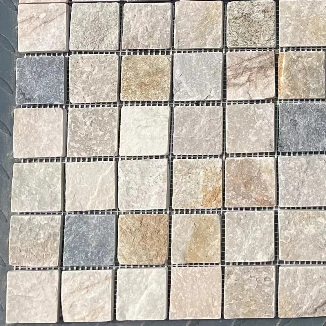 HZX Stone Mosaic Natural Marble Black Retro Culture Stone TV Background Wall Ancient Wood Grain Living Room Tile