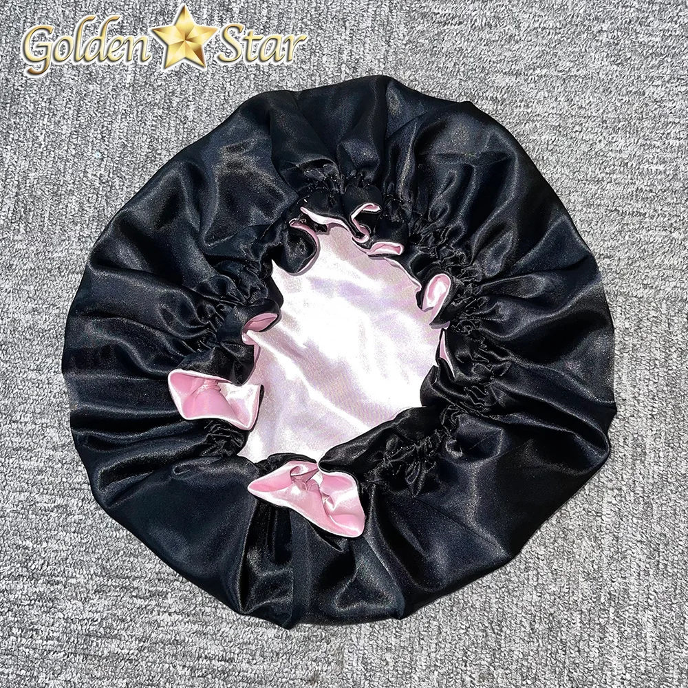 GS Cheap Custom Hair Bonnet Satin Silk Bonnet With Custom Logo,Black Red Blue Pink Nightcap Silk Satin Hat