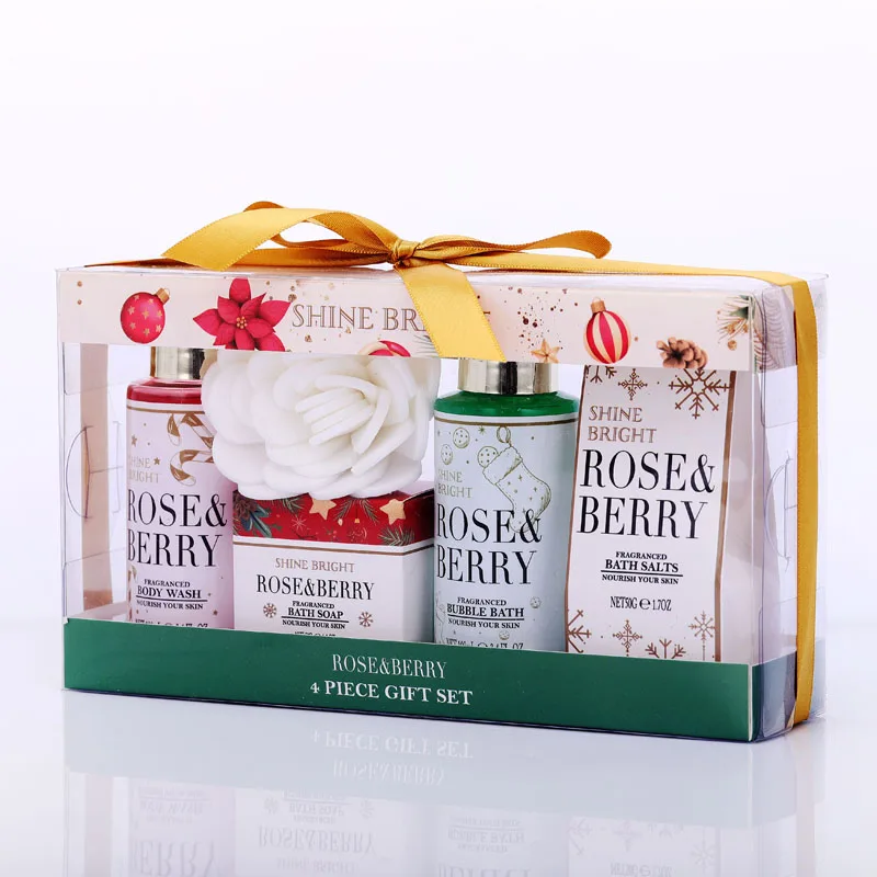 high quality christmas shower gel bath salt natural spa women bath accessories set gift