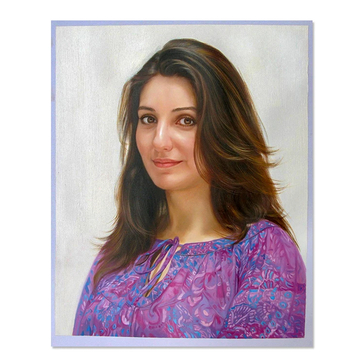 High Quality Handmade Woman Portrait Pictures Realistic Oil Painting Figure Art From Photo