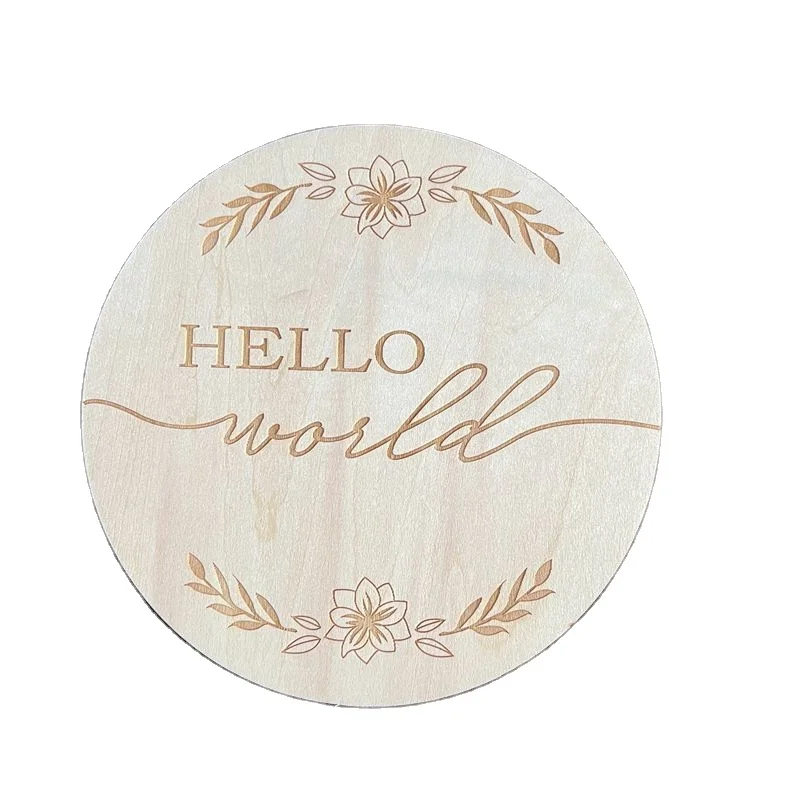Shower Gift Announcemnet Wooden Photography Newborn Baby Months Laser Wood Cutting Engrave Milestone Discs Markers Sign Cards