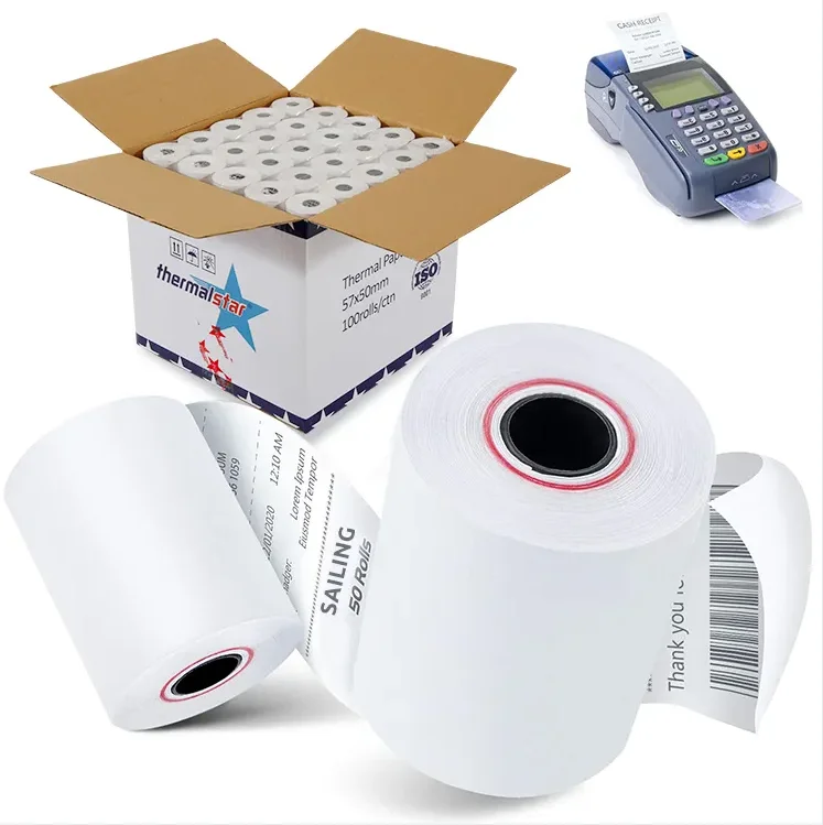 57*50mm 57*38mm 80*50mm Premium Quality Thermal Paper Roll Cash Register Paper Receipt Offset Printing Roll Cheap Price