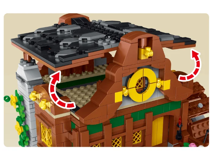 liangjun 033005 Medieval water mill building block assembly puzzle toy architectural model festival gift birthday gift