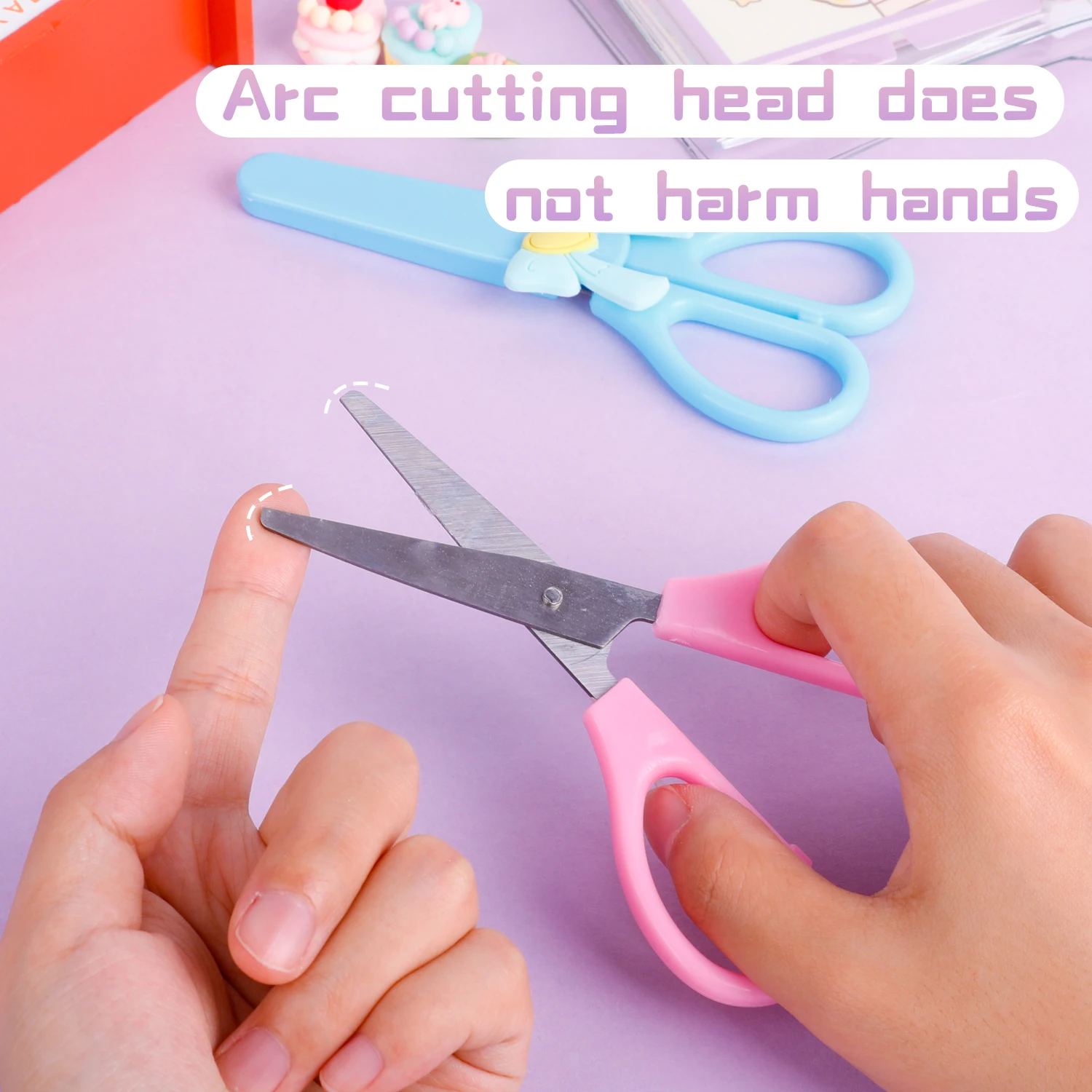 Weibo Plastic Scissors bow Safe School Kids Hot Sale High Quality Safety  Design Student Scissors for kids