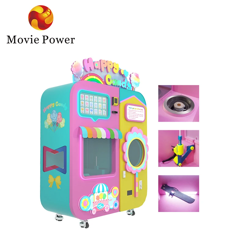 Full Automatic Cotton Candy Machine With Sugar Coin Operated Cotton Candy Vending Machine