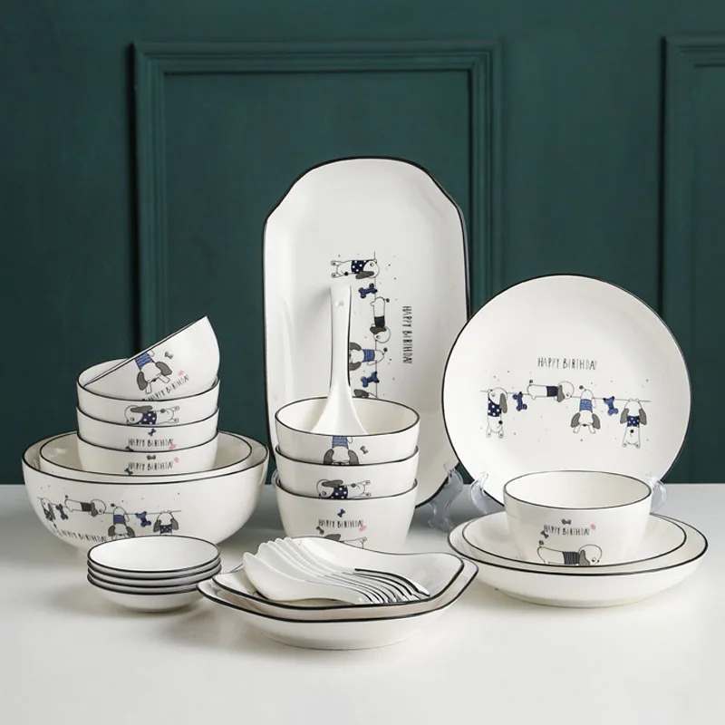 new arrival happy birthday cow european style porcelain dinnerware set